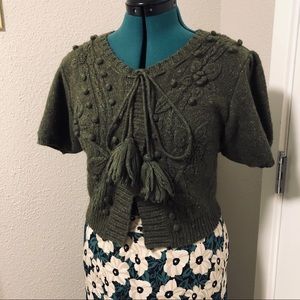 Anthropologie sleeping on snow Pom Pom sweater